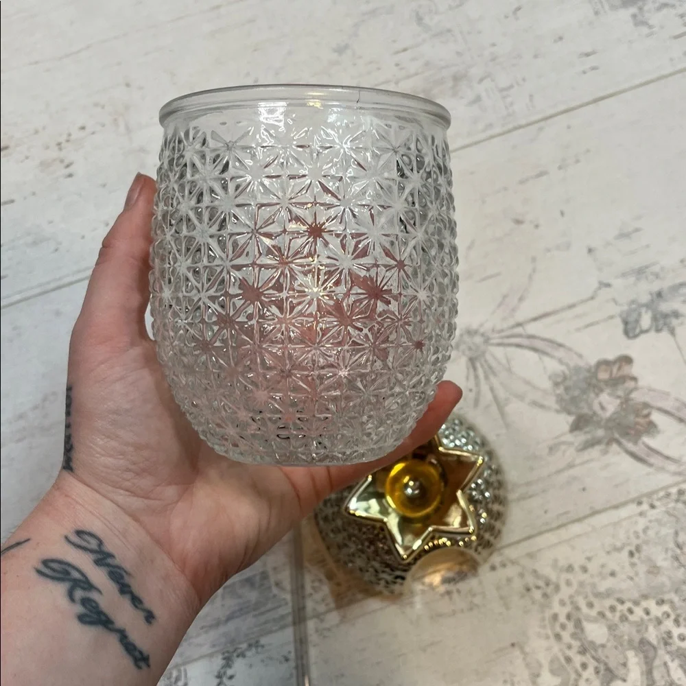 Pineapple Glass Cup with Gold and Silver Metal Top